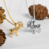 Reindeer / Stag Necklace in Solid Silver with 24ct Gold