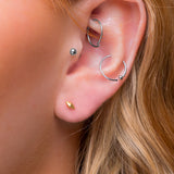 Tiny Rhombus Stud Earrings in Silver with 24ct Gold