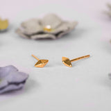 Tiny Rhombus Stud Earrings in Silver with 24ct Gold