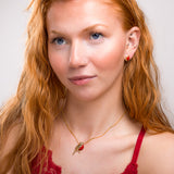 Large Winter Robin Necklace in Silver with 24ct Gold and Coral