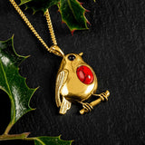 Large Robin Necklace in 24ct Gold and Coral