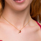 Winter Robin Necklace in Silver with 24ct Gold and Coral