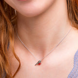 Winter Robin Necklace in Silver and Coral