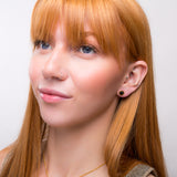 Rope Edge Stud Earrings in Silver  with 24ct Gold & Black Onyx