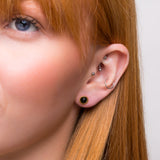 Rope Edge Stud Earrings in Silver  with 24ct Gold & Black Onyx