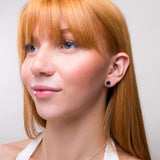 Rope Edge Stud Earrings in Silver & Black Onyx