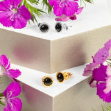 Rope Edge Stud Earrings in Silver & Black Onyx