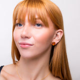 Rose Stud Earrings in Silver with 24ct Gold and Amber