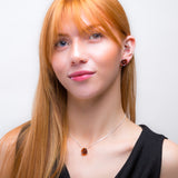 Single Rose Necklace in Silver & Amber