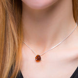 Single Rose Necklace in Silver & Amber