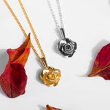 Miniature Rose Necklace in Silver