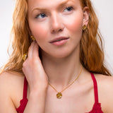 Open Rose Necklace in Sterling Silver with 24ct Gold
