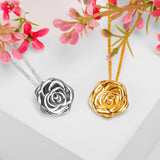 Full Bloom Rose Necklace in Silver with 24ct Gold