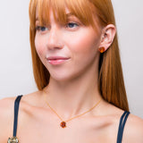 Single Rose Necklace in Silver with 24ct Gold & Amber