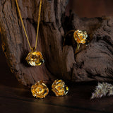Open Rose Necklace in Sterling Silver with 24ct Gold