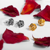 Rose Stud Earrings in Silver