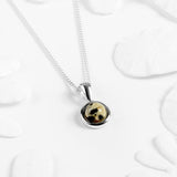 Round Charm Necklace in Silver and Dalmatian Jasper