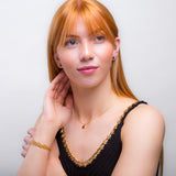 Small Round Stud Earrings in Silver and Garnet