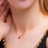 Round Charm Necklace in Silver with 24ct Gold and Garnet