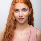 Small Round Stud Earrings in Silver and Moss Agate