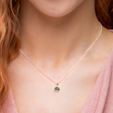 Round Charm Necklace in Silver and Moss Agate