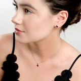 Round Charm Necklace in Silver and Garnet