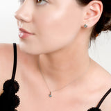 Round Charm Necklace in Silver and Labradorite