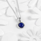 Round Charm Necklace in Silver and Lapis Lazuli