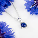 Round Charm Necklace in Silver and Lapis Lazuli