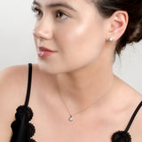 Round Charm Necklace in Silver and Larimar