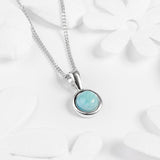 Round Charm Necklace in Silver and Larimar
