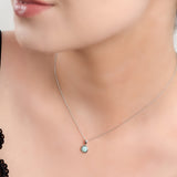 Round Charm Necklace in Silver and Larimar