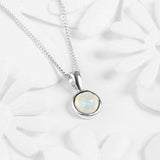 Round Charm Necklace in Silver and Moonstone