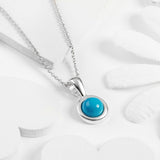 Round Charm Necklace in Silver and Turquoise