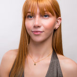 Small Round Stud Earrings in Silver with 24ct Gold & Dalmatian Jasper