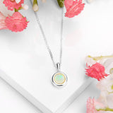 Round Charm Necklace in Silver and Ethiopian Opal
