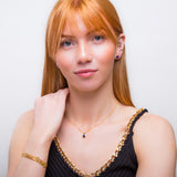 Round Charm Necklace in Silver with 24ct Gold & Lapis Lazuli