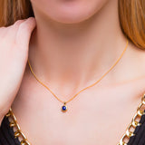 Round Charm Necklace in Silver with 24ct Gold & Lapis Lazuli