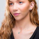 Small Round Stud Earrings in Silver and Natural Tibetan Turquoise