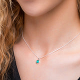 Round Charm Necklace in Silver and Natural Turquoise