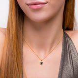 Round Charm Necklace in Silver with 24ct Gold and Black Onyx