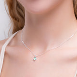 Round Charm Necklace in Silver and Prehnite