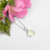Round Charm Necklace in Silver and Prehnite