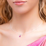 Round Charm Necklace in Silver and Ruby