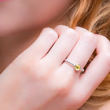 Round Charm Bead Ring in Silver and Citrine