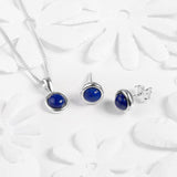 Round Charm Necklace in Silver and Lapis Lazuli