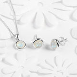 Round Charm Necklace in Silver and Moonstone