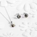 Round Charm Necklace in Silver and Dalmatian Jasper