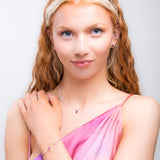 Round Charm Necklace in Silver and Ruby