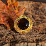 Epic Round Sterling Silver with 24ct Gold & Cherry Amber